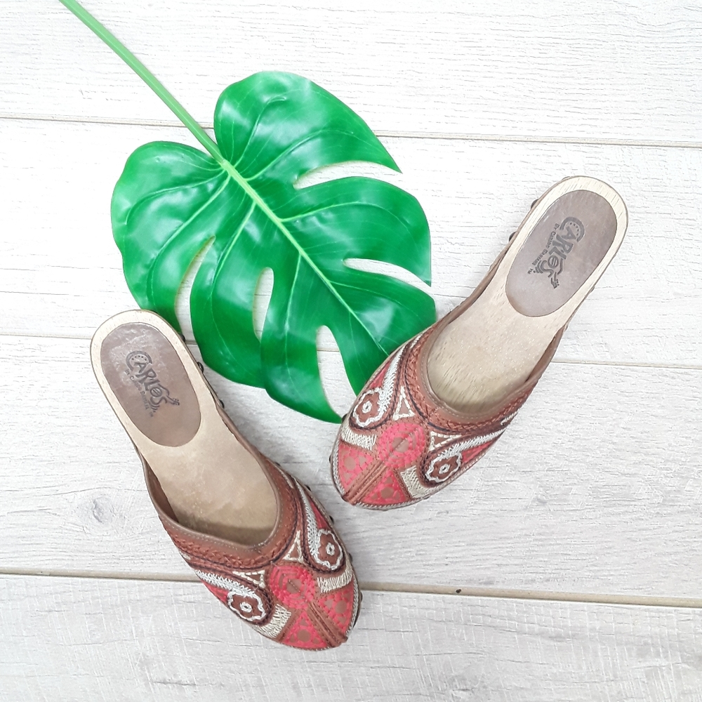 Carlos Santana "Tribe" embroidered leather clogs 7